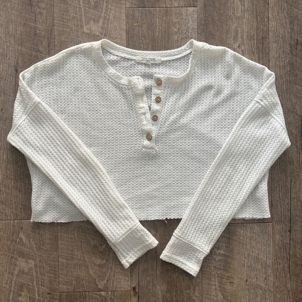 12th Tribe Cropped Henley Top